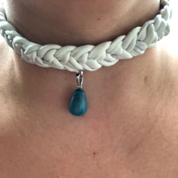 Braided Deer Hide Choker with Crystal - Picture 3 of 5